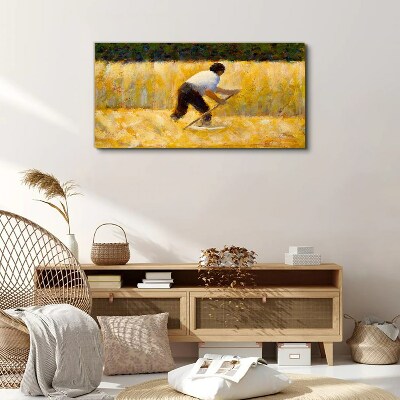 Worker in a grain field Print on canvas
