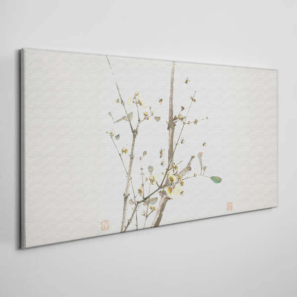A floral branch in delicate tones Canvas wall art