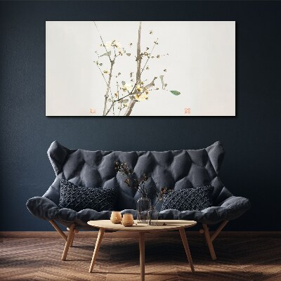 A floral branch in delicate tones Canvas wall art