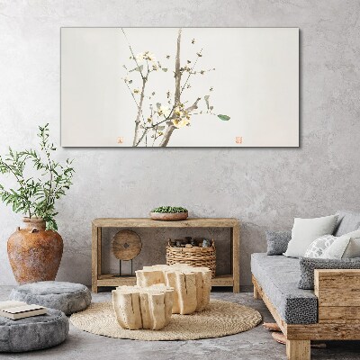 A floral branch in delicate tones Canvas wall art
