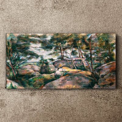 A stony landscape among trees Print on canvas