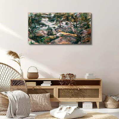 A stony landscape among trees Print on canvas