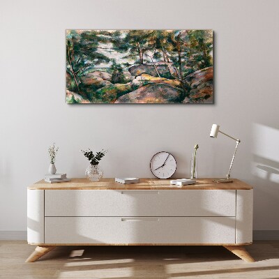 A stony landscape among trees Print on canvas