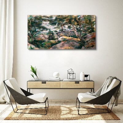 A stony landscape among trees Print on canvas