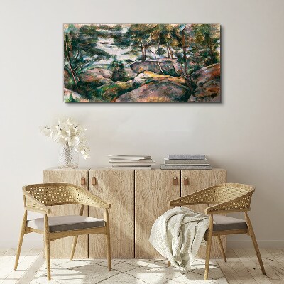 A stony landscape among trees Print on canvas