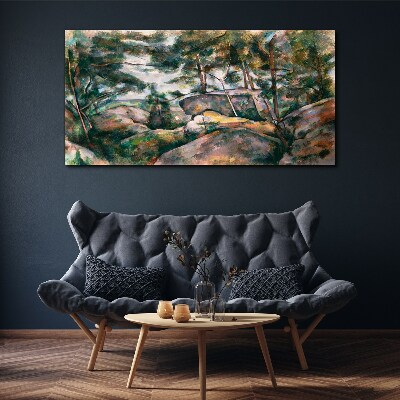 A stony landscape among trees Print on canvas