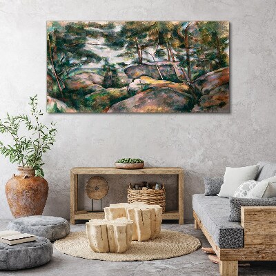 A stony landscape among trees Print on canvas