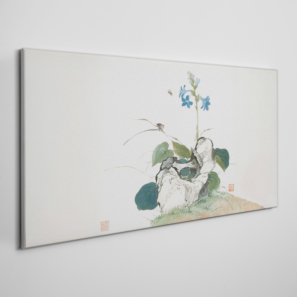 Flower on a stone background Canvas wall art