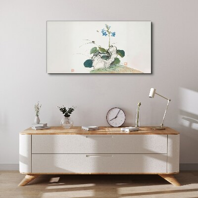 Flower on a stone background Canvas wall art