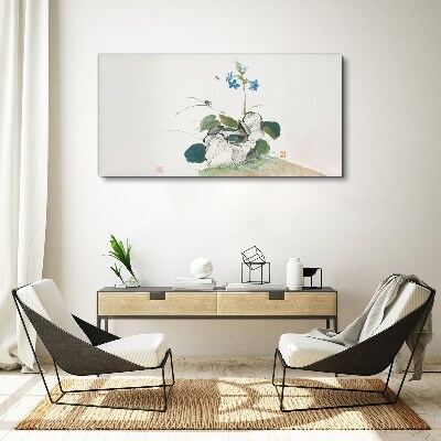 Flower on a stone background Canvas wall art