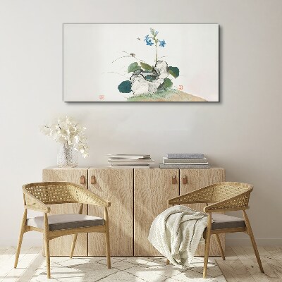 Flower on a stone background Canvas wall art