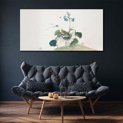 Flower on a stone background Canvas wall art
