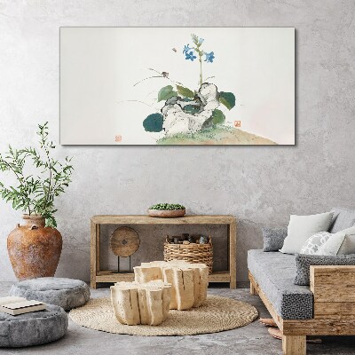 Flower on a stone background Canvas wall art