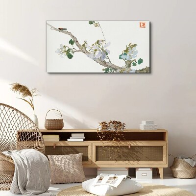 Flower branch with cicada Print on canvas