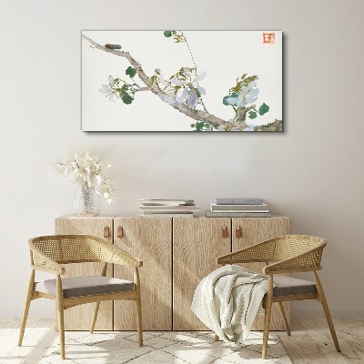 Flower branch with cicada Print on canvas