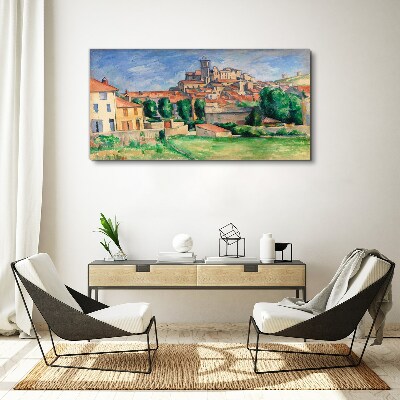 View of the city with greenery Canvas wall art