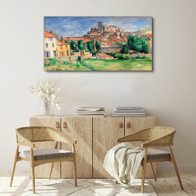 View of the city with greenery Canvas wall art