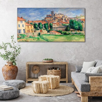 View of the city with greenery Canvas wall art