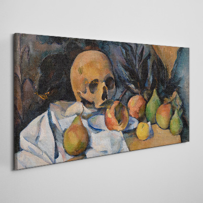 Still Life with Skull and Fruit Print on canvas