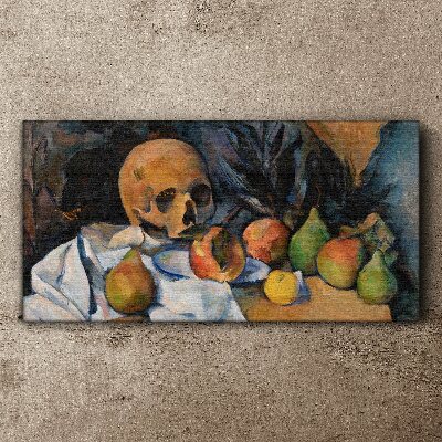 Still Life with Skull and Fruit Print on canvas