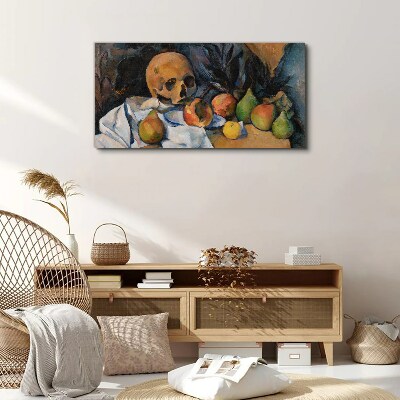 Still Life with Skull and Fruit Print on canvas