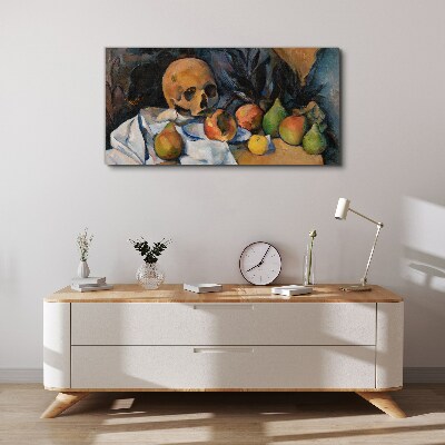 Still Life with Skull and Fruit Print on canvas