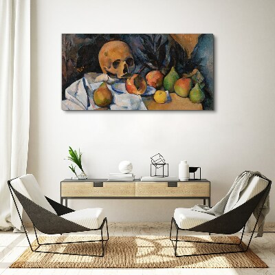 Still Life with Skull and Fruit Print on canvas