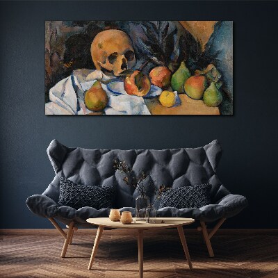 Still Life with Skull and Fruit Print on canvas