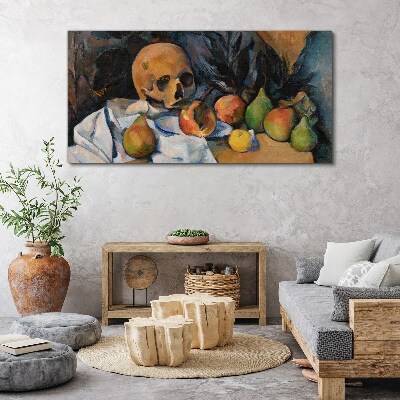 Still Life with Skull and Fruit Print on canvas
