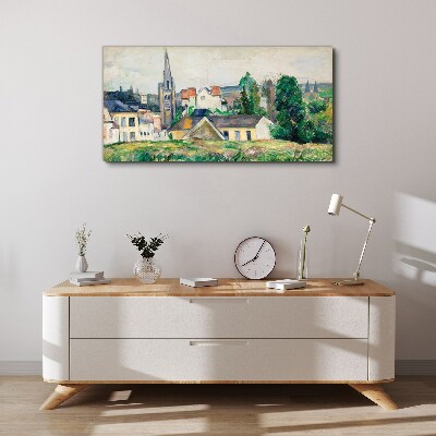 Rural landscape with a church Print on canvas