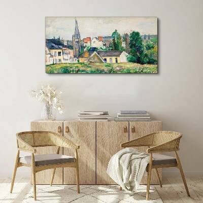 Rural landscape with a church Print on canvas