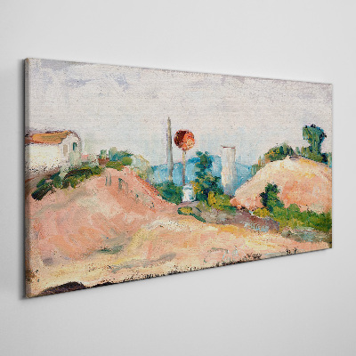 Landscape with a red ball Print on canvas
