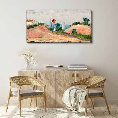 Landscape with a red ball Print on canvas