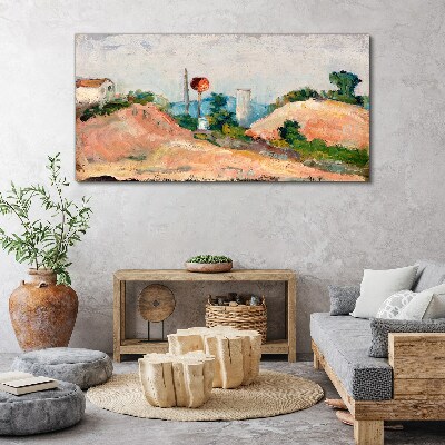 Landscape with a red ball Print on canvas