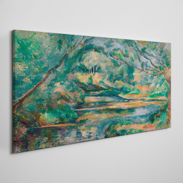 Green landscape with a river Canvas wall art