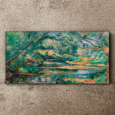 Green landscape with a river Canvas wall art