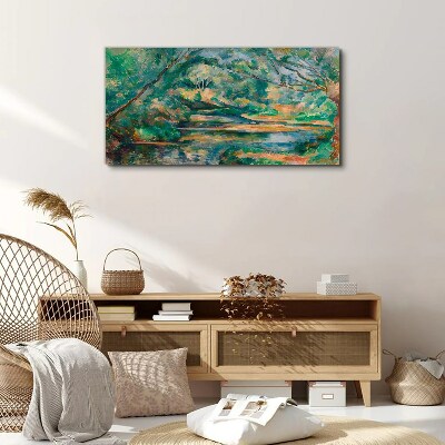 Green landscape with a river Canvas wall art