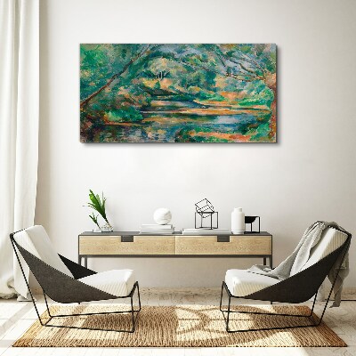 Green landscape with a river Canvas wall art