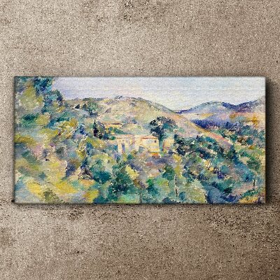 Landscape with houses among the trees Canvas wall art