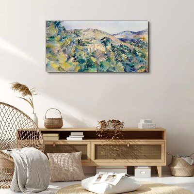 Landscape with houses among the trees Canvas wall art