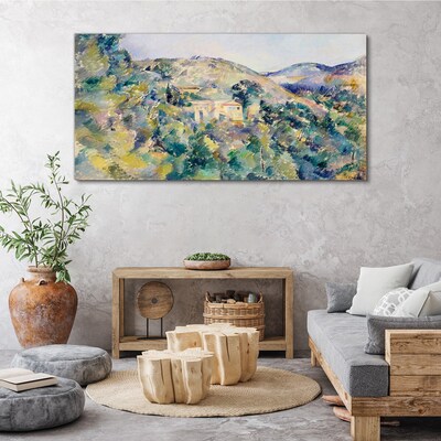 Landscape with houses among the trees Canvas wall art