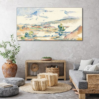 Mountain landscape in pastel shades Print on canvas