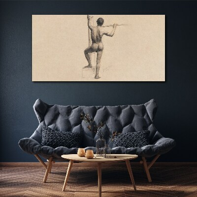 Figure of a man with a spear Print on canvas