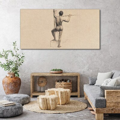 Figure of a man with a spear Print on canvas