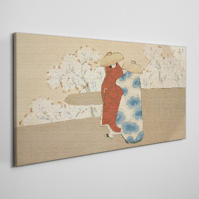 Meeting among the flowering trees Print on canvas