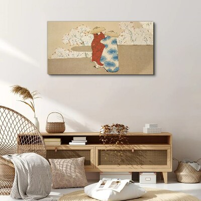 Meeting among the flowering trees Print on canvas