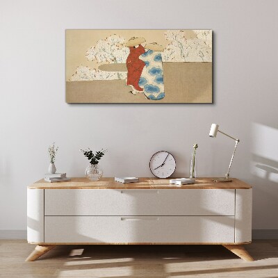 Meeting among the flowering trees Print on canvas