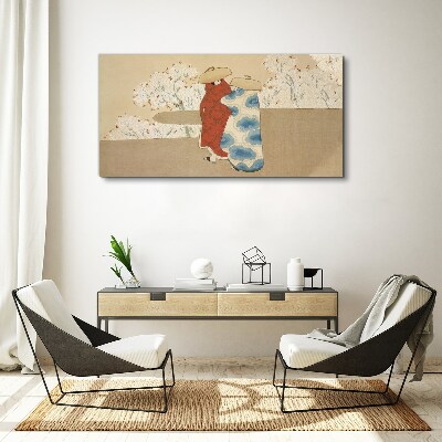 Meeting among the flowering trees Print on canvas