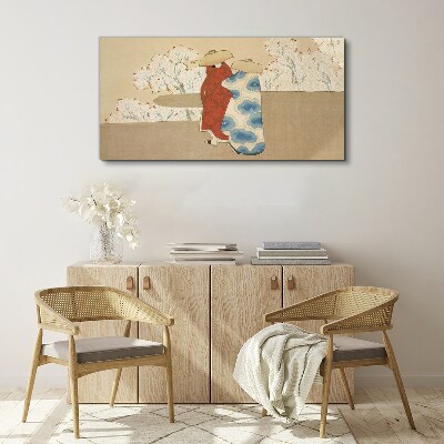 Meeting among the flowering trees Print on canvas