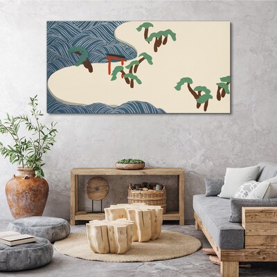Calm waves with torii gate Print on canvas